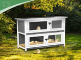 2 Story Solid Wood Rabbit Hutch Bunny Cage with 2 Large Main Rooms, Indoor Outdoor Rabbit House 48194609