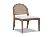 Panama 18.5" Curved Cane Rattan Side Dining Chair, Set of 2, Ivory White Boucle B2719P238359