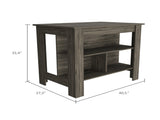 DEPOT E-SHOP Delos Kitchen Island, Four Legs, Three Shelves, Dark Brown B097132965