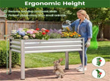 44" Elevated Raised Garden Bed with Drainage Holes, 32" Ergonomic Height Metal Planter - Silver 72247429