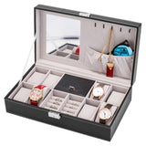 ZNTS Jewelry Box 8 Slots Watch Organizer Storage Case with Lock and Mirror for Men Women Black 92598944