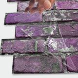 48 Pcs Peel And Stick Brick Tiles Wall Decor PVC Purple Brick Wallpaper Wall Tile Backsplash 15306856