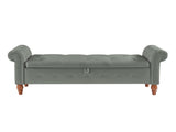 Grey, Solid Wood Legs, Velvet Bedroom End of Bed Storage, Rolled Side Sofa, Toy Storage 89074265