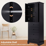 Storage Cabinet with 2 Doors and 4 Drawers for Bathroom, Office, Adjustable Shelf, MDF Board with WF302825AAB