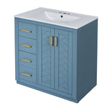 ZNTS 30'' Bathroom with Ceramic Sink Combo,Solid Wood Frame Bathroom Storage Cabinet, Freestanding N710P191970M