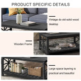 47 Inch Modern Coffee Table with Storage Shelf, Farmhouse Rectangle Living Room Center Table for W1445P162745