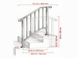 2-3 Step Outdoor Stair Handrail Kit, Black Retro Arch Carbon Steel Railing with Installation Kit 97862934