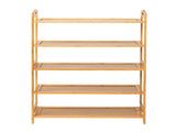 26.38*9.68*37.4in 5-Tier Portable Bamboo Shoe Rack, Natural Wood Color 80222555