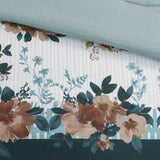 Full/Queen 5 Piece Cotton Floral Comforter Set with Throw Pillows B035128865