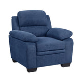 Plush Seating Chair 1pc Blue Textured Fabric Channel Tufting Solid Wood Frame Modern Living Room B011P214022