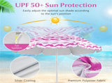 4-Piece Beach Set with 6.2ft Sun-Proof Umbrella, 2 Folding Chairs & 80"x80" Waterproof Blanket-Pink 29218585