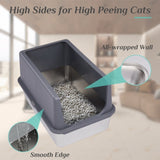 ZNTS XXL Stainless Steel Cat Litter Box with Lid, Extra Large Litter Pan with High Sides, Easy Cleaning, 13774354