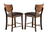 ZNTS Set of 2pc Counter Height Chairs Dining Room Walnut Finish Solid wood Dark Chocolate Fabric B011P214969