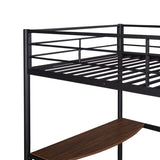 ZNTS Twin Metal Loft Bed with Desk, Ladder and Guardrails, Loft Bed for Bedroom, Black MF286452AAB