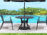 Black 33 Inch Outdoor Bistro Table for Poolside Dining, Round Patio Table with Umbrella Hole 42137361