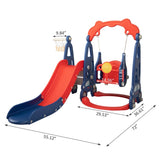 ZNTS 3 In 1 Slide and Swing Set with Basketball Hoop for 1-8 Years Old Children Indoor and Outdoor, Red & W2181139445