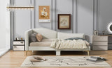 Full Size Upholstered Daybed with Headboard and Armrest, Support Legs, Beige WF318303AAM
