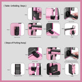 Portable Nail Art Table w/ LED Mirror, Bluetooth, Lockable Drawers, Telescopic Pole - Folding 33155804