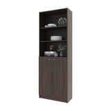FM FURNITURE Beyerville Bookcase with Open Storage and 2 Doors, Stained Walnut B128P301396