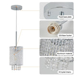 ZNTS Modern Crystal Pendant Light 3-Pack Adjustable Chrome Hanging Ceiling Fixture with Clear Beads, W1340P208485