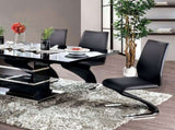 Set of 2 Padded Leatherette Side Chairs in Black and Chrome Finish B016P156602