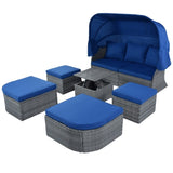 ZNTS Outdoor Patio Furniture Set Daybed Sunbed with Retractable Canopy Conversation Set Wicker Furniture 37488265