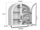 Arched Ceiling 2 Glass Doors 3 Shelves Bathroom Vanity MDF Melamine-Faced Bathroom Vanity with Towel 76866959