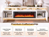 White Fireplace TV Stand, 177.8*35*60.5cm, Embossed Particle Board with Melamine Foil, High Gloss 69238826