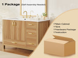 36" Wood Bathroom Vanity with Solid Wood Frame, 2 Soft Close Doors, 4Soft Close Drawers, Adjustable N729P321351N