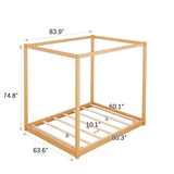 ZNTS Queen Size Canopy Platform Bed with Support Legs,Natural WF293232AAM