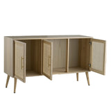 47.2x15.2x30.7" Brown Wooden Accent TV Cabinet with Three Doors W2078P179278