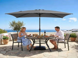 10 x 6.5 FT Square Patio Umbrella, Tilting Outdoor Sun Shade Umbrella with 6 Iron Ribs & Iron Pole, 19146817