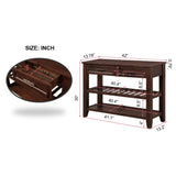 Console Sofa Table with 2 Storage Drawers and 2 Tiers Shelves, Mid-Century Style 42'' Solid Wood W120284583