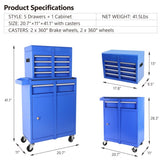 ZNTS 5-Drawer Rolling Tool Chest, High Capacity Tool Storage Cabinet W/Lockable Wheels, Adjustable Shelf W1239132607