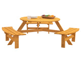 6-Person Circular Outdoor Wooden Picnic Table for Patio, Backyard, Garden, DIY w/ 3 Built-in W1422122467