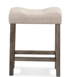 Sora Button Tufted Counter Height Saddle Stool, Set of 2, Taupe T2574P164820