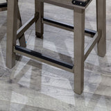 24" Counter Stool, Antique White Finish, Black Leather Seat B04660622