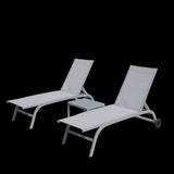 Chaise Lounge Outdoor Set of 3, Lounge Chairs for Outside with Wheels, Outdoor Lounge Chairs with 5 W1859109851