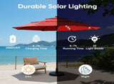 10ft 3-Tier Solar LED Patio Umbrella with Tilt Adjustment and UV-Resistant Polyester Fabric, Outdoor 42518322