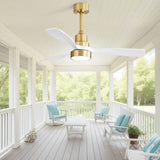 48 Inch Modern Ceiling Fan With Lights 3 Wood Fan Blade Noiseless Reversible Motor Remote Control W934P147068