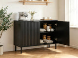 Modern 2Door Buffet Sideboard Cabinet, Elevated Base Console Storage Cabinet with Adjustable Feet & 17926874