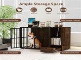 Coffee 2-in-1 Dog Crate End Table with Pull-Out Feeder, Chew-Resistant Metal Tube Pet Furniture for 11337907
