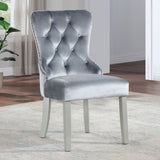 Classic Gray Flannelette 2pcs Sides Crystal-like Acrylic Buttons Upholstered Wingback Dining B011P306179