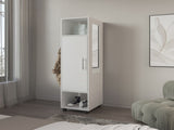Armoire 62.9"H, with 1 Door, 3 Shelves, and Full-Length Mirror, White B097P250837
