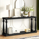 U_STYLE Vintage Wood Grain Console Table with Bottom Shelf and Four Vase Legs, Suitable for N711P256976B