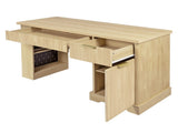 55" Modern Fluted Office Desk with Storage Cabinet & Drawers, Computer Writing Desk with Power 97527094