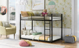 ZNTS Twin over Twin Metal Bunk Bed, Low Bunk Bed with Ladder, Black 39848515