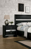 Contemporary 1pc Nightstand Black Finish Silver Accents Hidden Jewelry Drawer Nickel Round Knob B011P145826