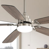 ZNTS Modern 52 Inch Led Ceiling Fan 110V 6 Speed Wind 5 Blades Remote Control Reversible DC Motor W882P146293