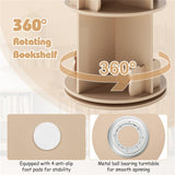 2-Tier Kids Rotating Bookshelf - 360&deg Display for Books/Toys, Bear Baffles Child-Friendly Height, 59781382